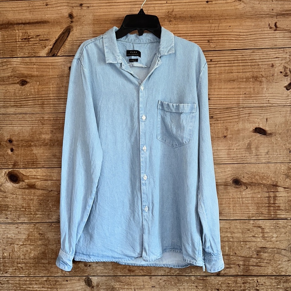 Zara Denim button up long sleeve top